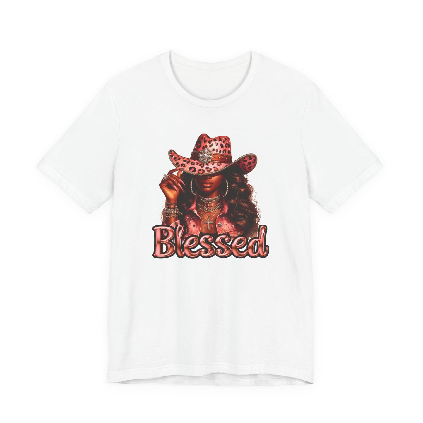 "Blessed" - Inspirational Faith Based Women's Cotton T-shirt, Cowgirl Graphic