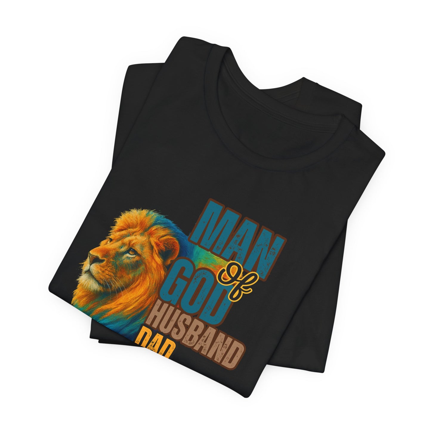 "Man of God, Husband, Dad, Protector" Christian Men’s Cotton T-Shirt. Lead with Faith