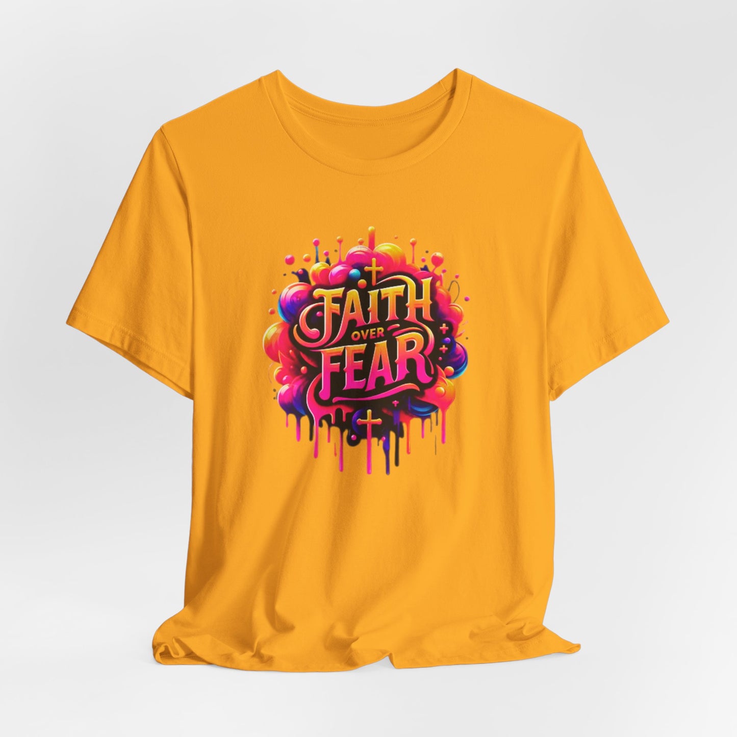 "Faith Over Fear" Christian Women's Cotton T-Shirt, Inspirational Faith-Based