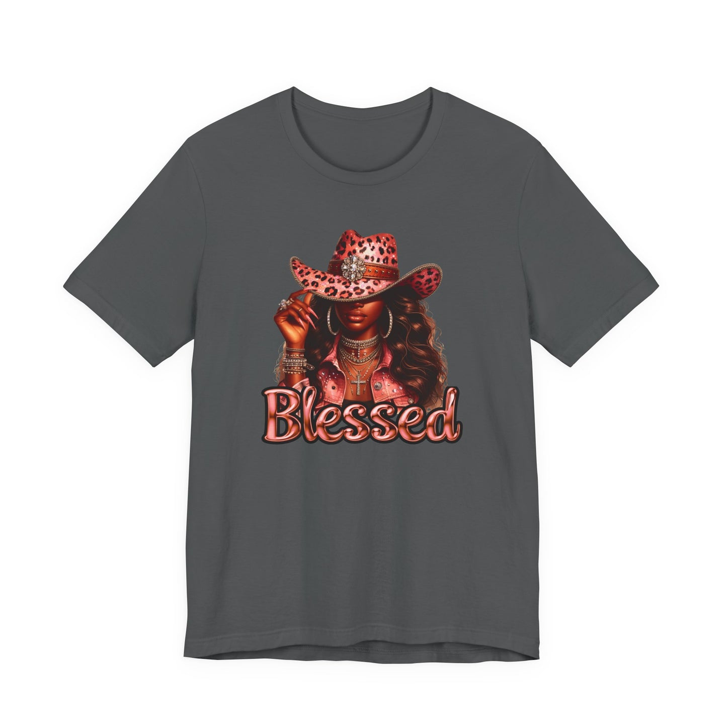 "Blessed" - Inspirational Faith Based Women's Cotton T-shirt, Cowgirl Graphic