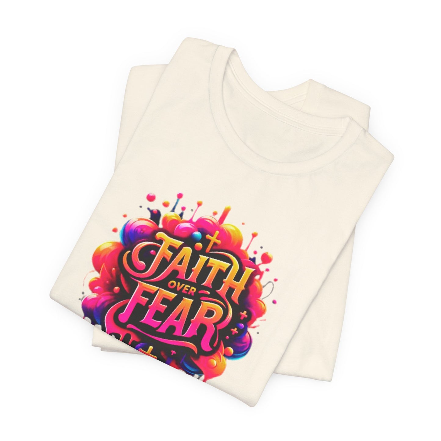 "Faith Over Fear" Christian Women's Cotton T-Shirt, Inspirational Faith-Based
