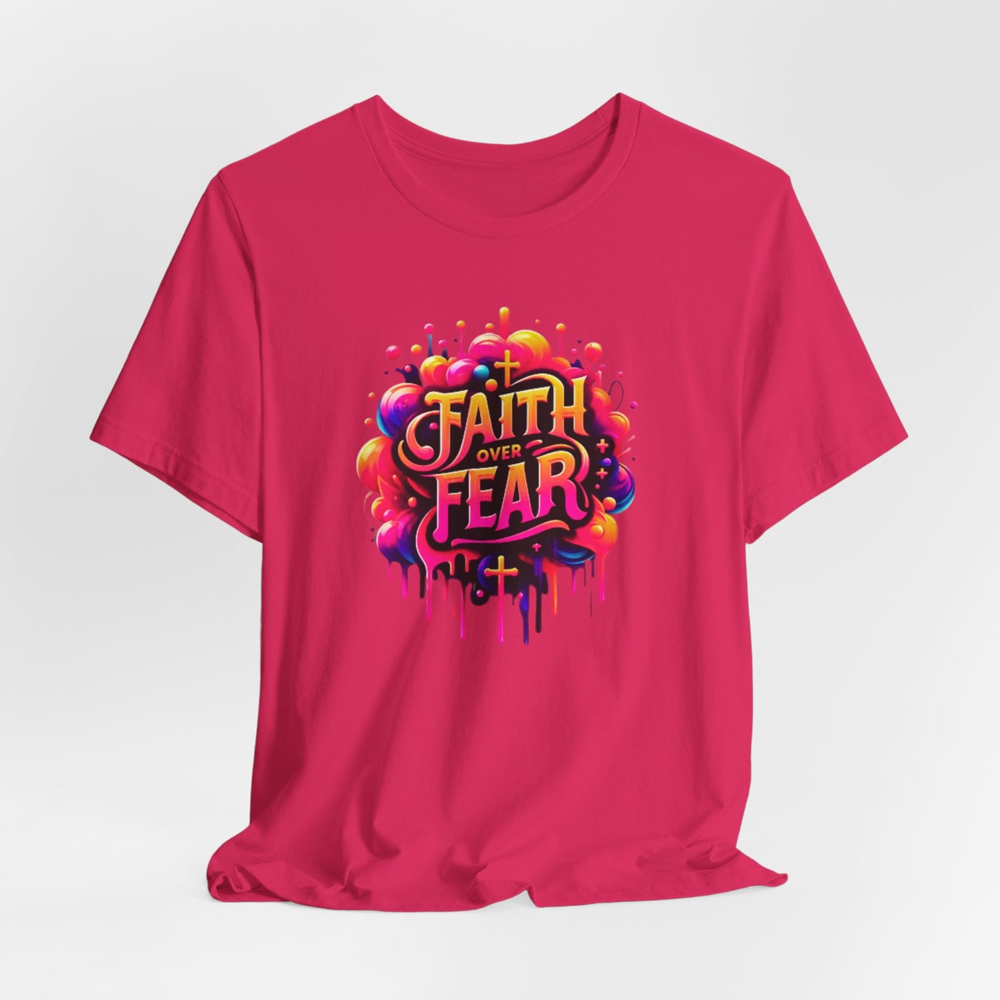 "Faith Over Fear" Christian Women's Cotton T-Shirt, Inspirational Faith-Based