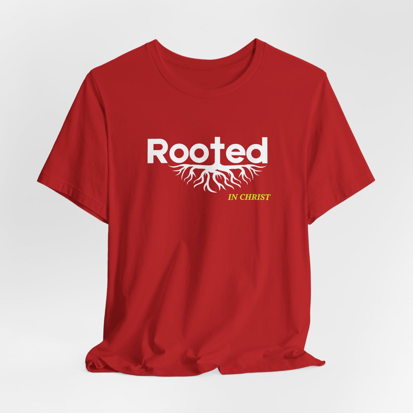 "Rooted In Christ" - Faith-Based Christian Women's Cotton T-Shirt, Inspirational