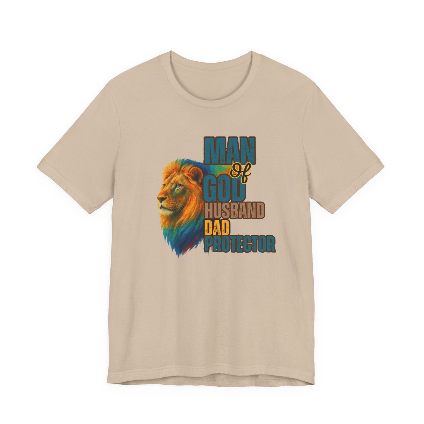 "Man of God, Husband, Dad, Protector" Christian Men’s Cotton T-Shirt. Lead with Faith