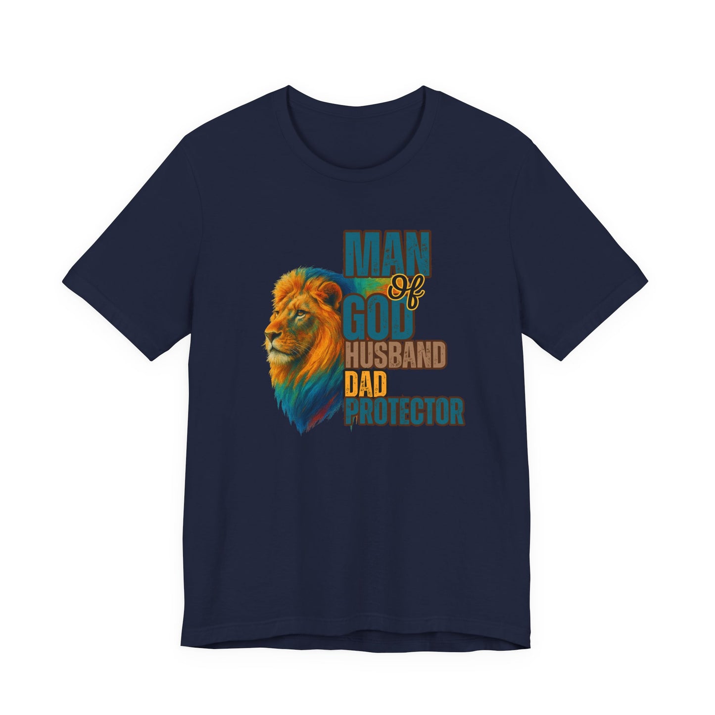 "Man of God, Husband, Dad, Protector" Christian Men’s Cotton T-Shirt. Lead with Faith