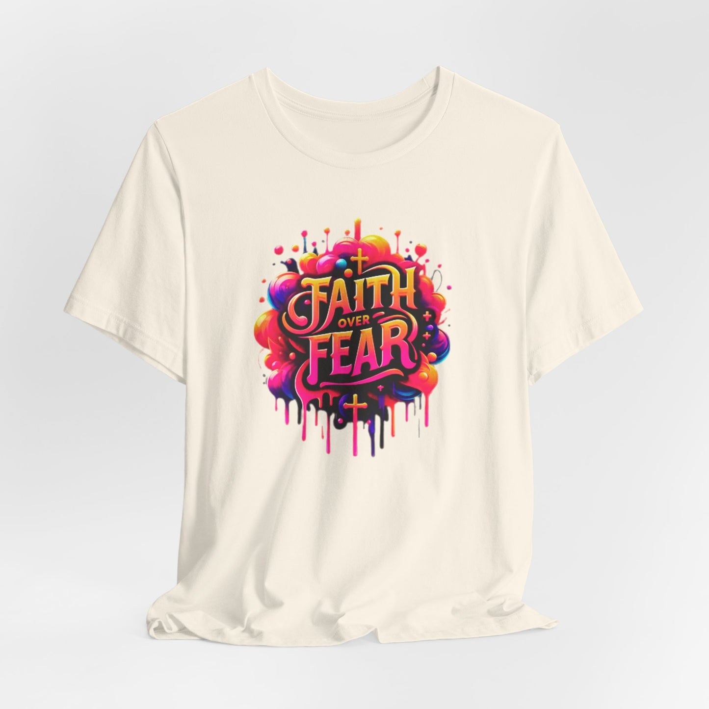 "Faith Over Fear" Christian Women's Cotton T-Shirt, Inspirational Faith-Based