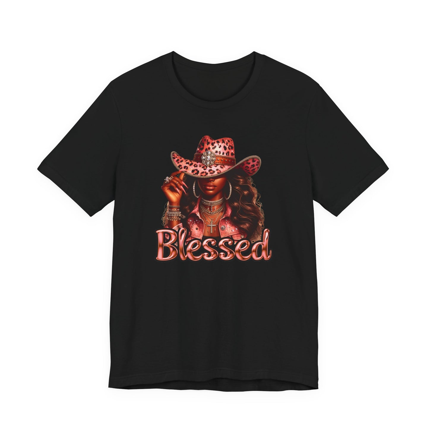 "Blessed" - Inspirational Faith Based Women's Cotton T-shirt, Cowgirl Graphic