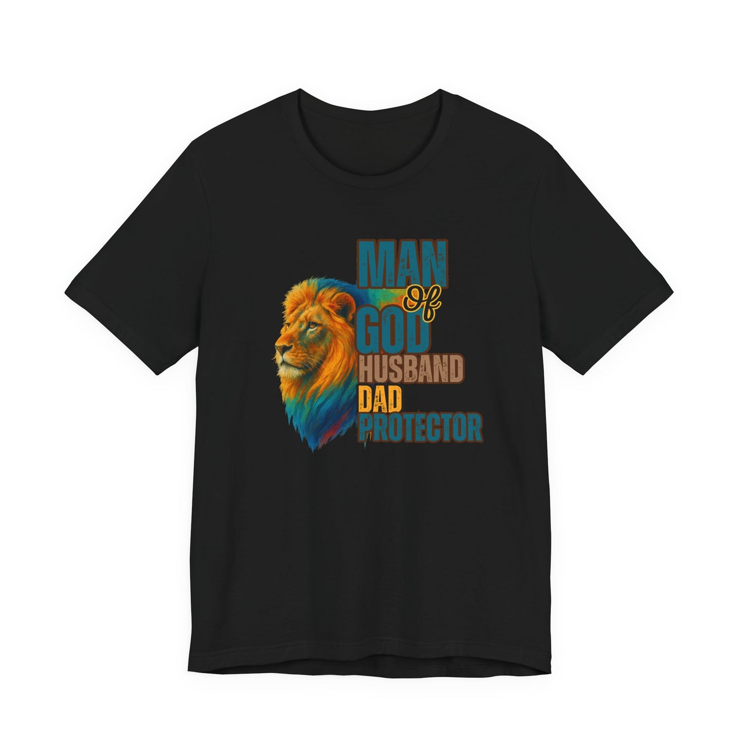 "Man of God, Husband, Dad, Protector" Christian Men’s Cotton T-Shirt. Lead with Faith