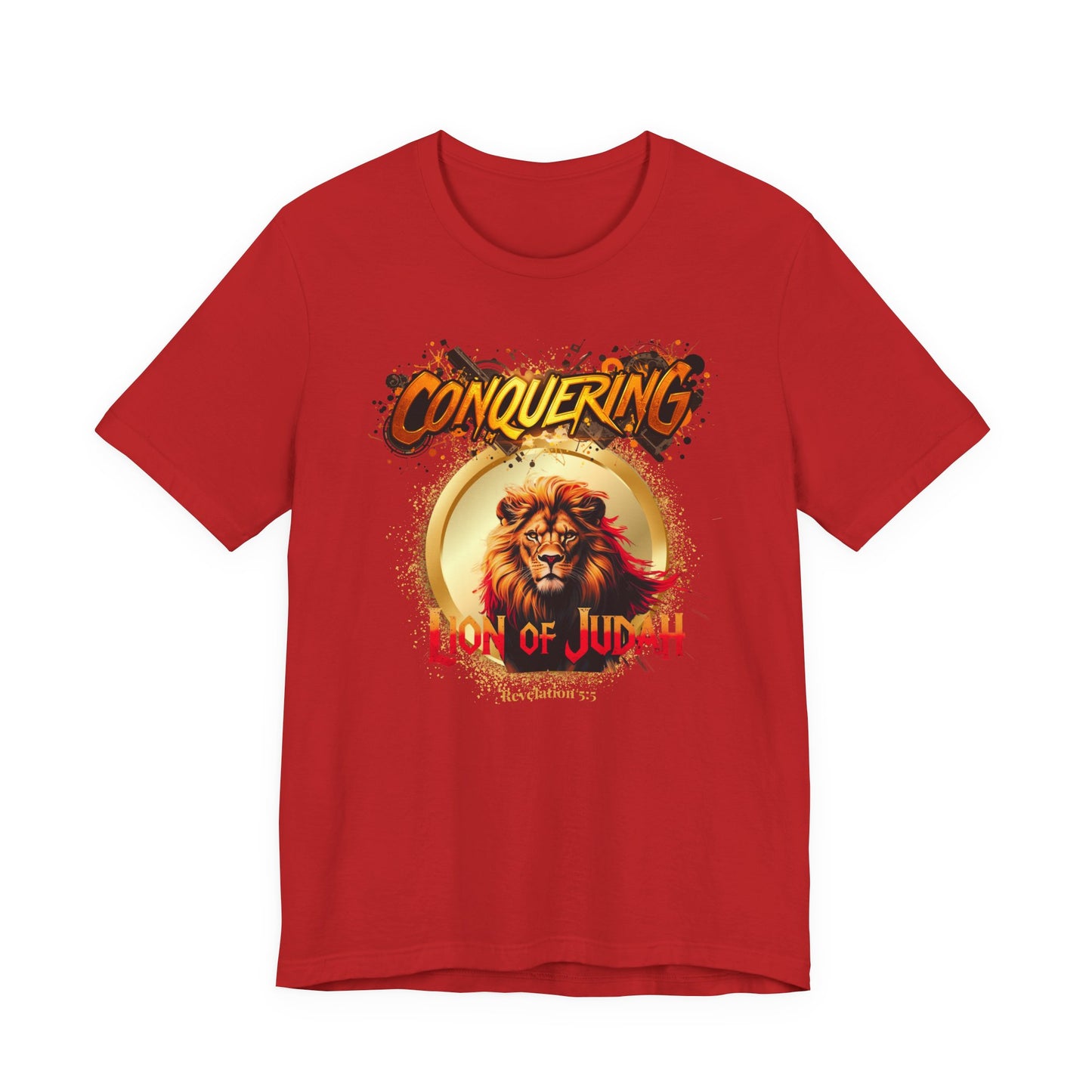 "Conquering Lion of Judah" - Christian Faith Lion Graphic Men's Cotton T-shirt