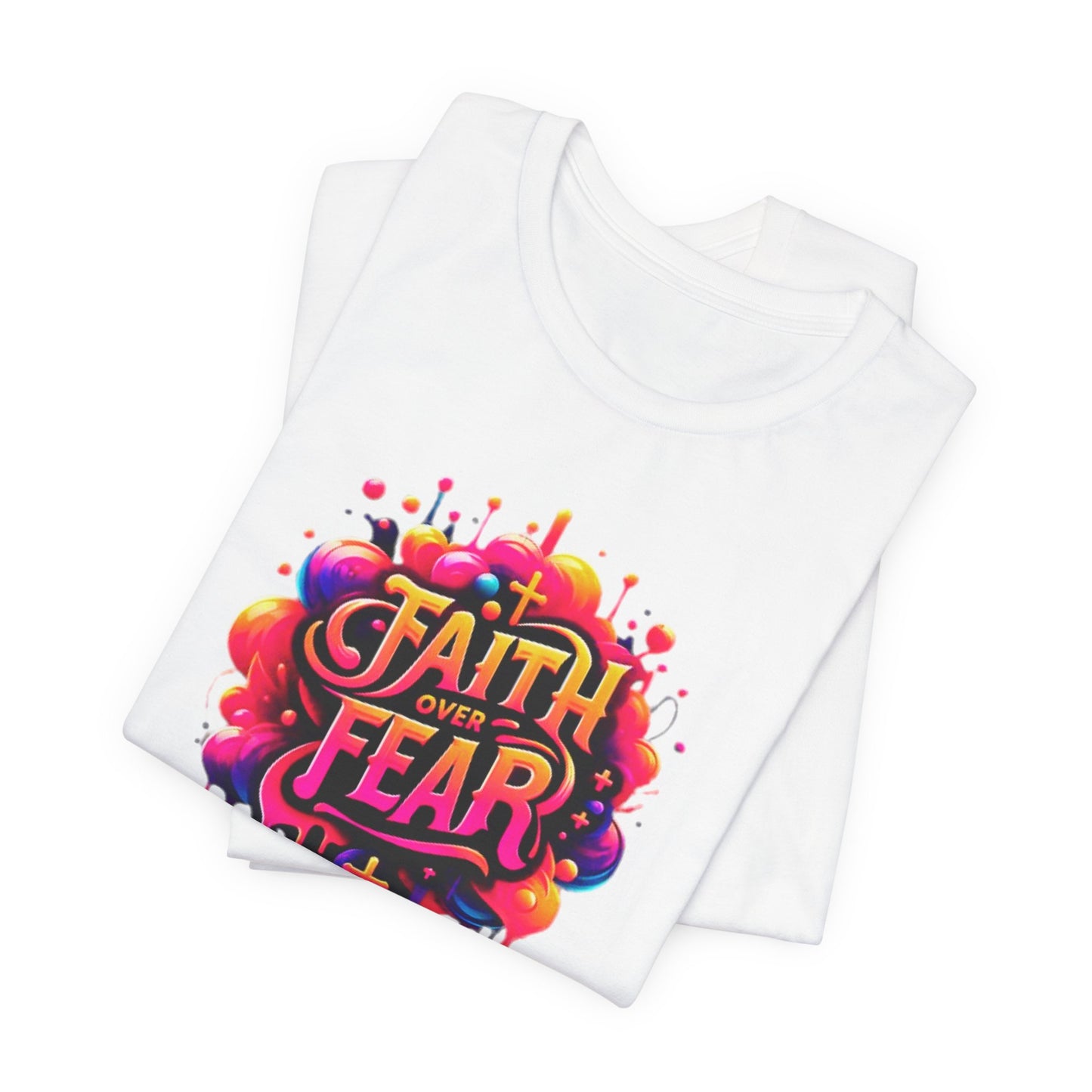 "Faith Over Fear" Christian Women's Cotton T-Shirt, Inspirational Faith-Based
