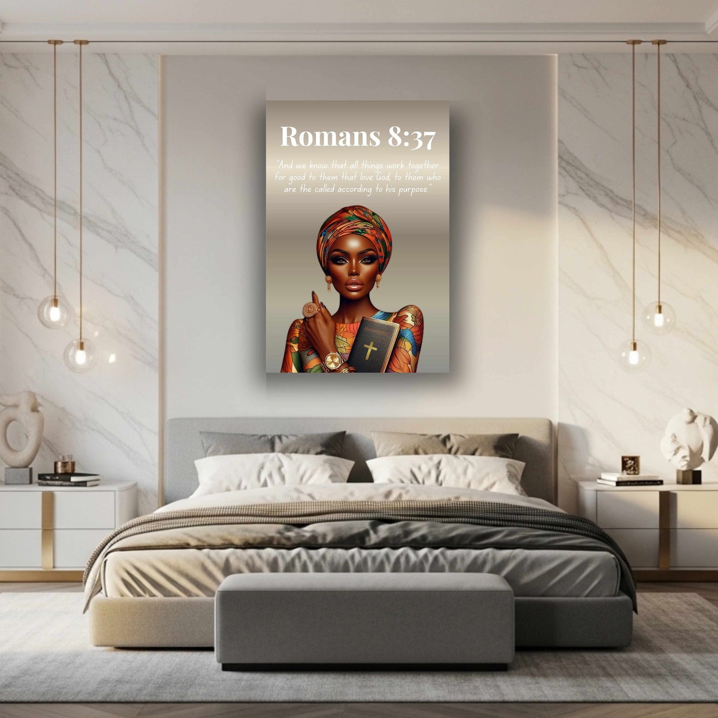 God Is For Us Collection - Romans 8:37 - Bible Verse Canvas, Motivational Scripture Art