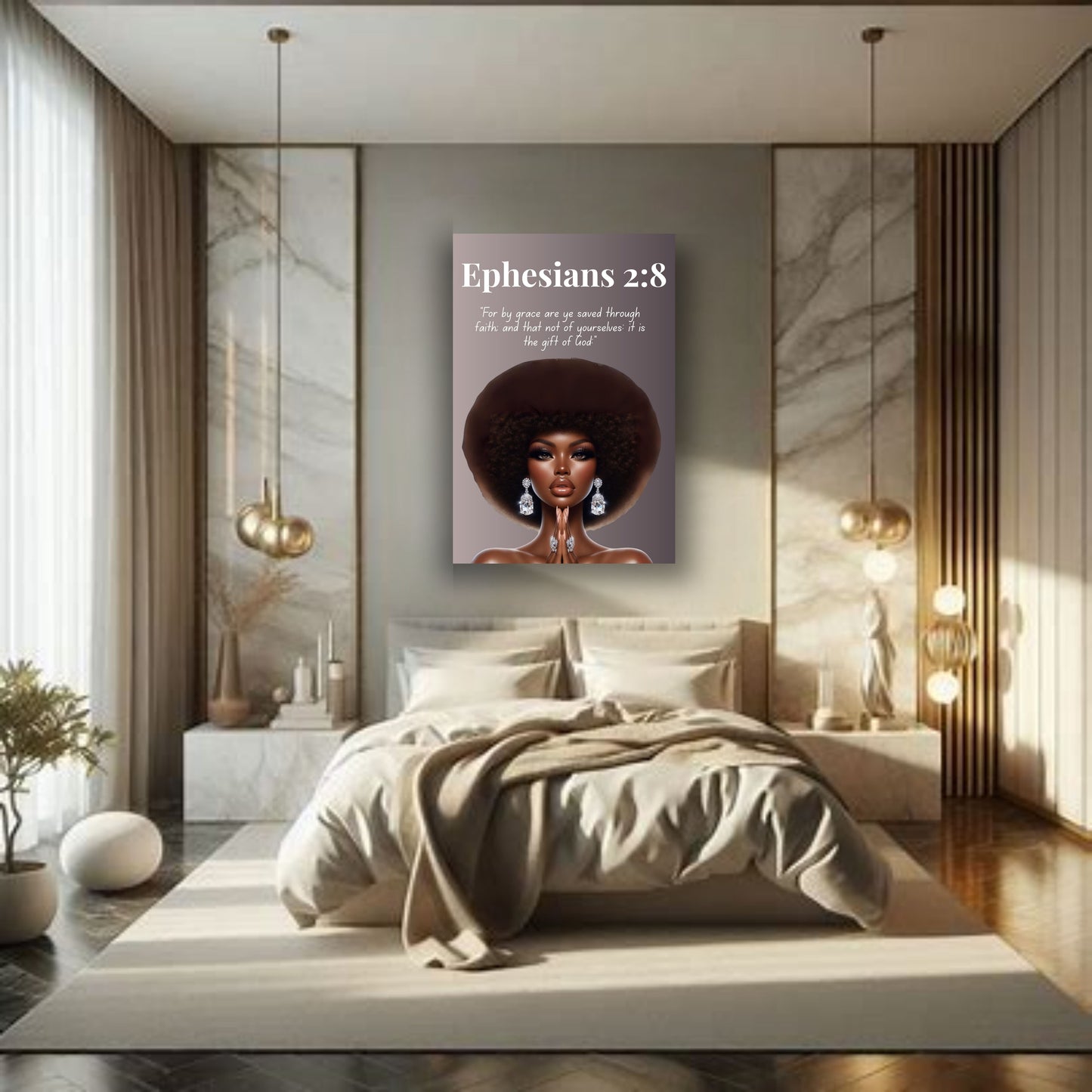 Strength Through Grace Collection - Ephesians 2:8 - Christian Wall Art, Motivational Scripture Art