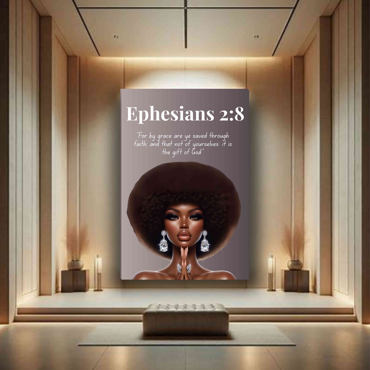 Strength Through Grace Collection - Ephesians 2:8 - Christian Wall Art, Motivational Scripture Art