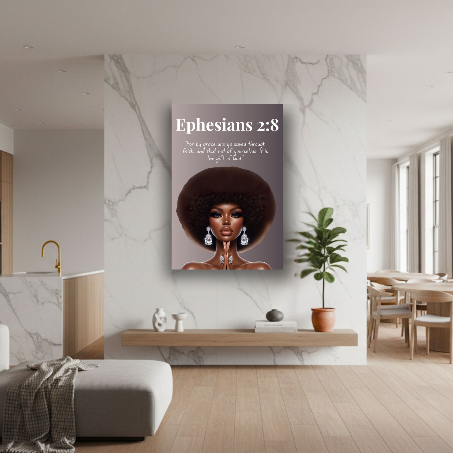 Strength Through Grace Collection - Ephesians 2:8 - Christian Wall Art, Motivational Scripture Art