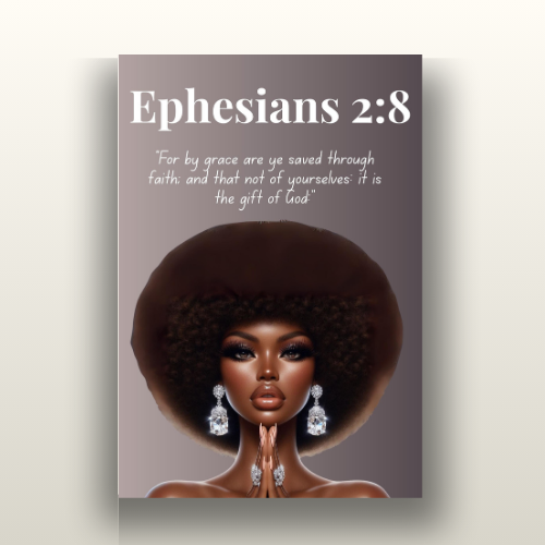 Strength Through Grace Collection - Ephesians 2:8 - Christian Wall Art, Motivational Scripture Art