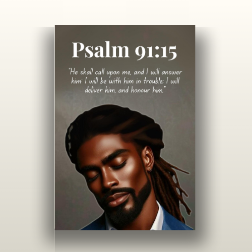Men of Faith Collection – Psalm 91:15 - Scripture Canvas, Inspirational Wall Art