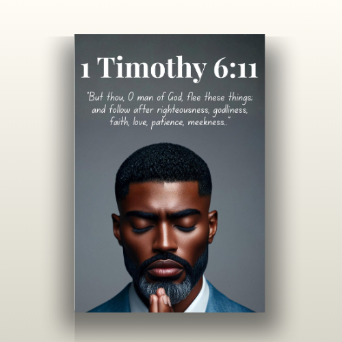 Men of Faith Collection – 1 Timothy 6:11 - Bible Verse Canvas, Motivational Scripture Art