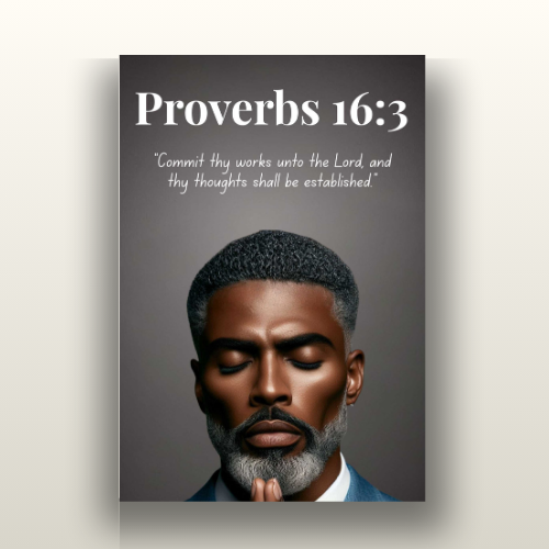 Men of Faith Collection – Proverbs 16:3 - Men's Scripture Canvas, Bible Verse Decor