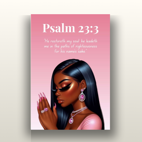 Prayer Warriors Collection - Psalm 23:3 - Motivational Christian Wall Art, Gift for Women