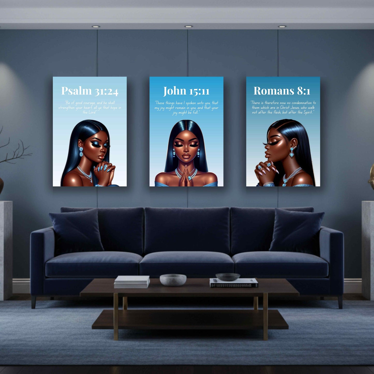 Prayer Warriors Collection – Psalm 31:24 — Black Woman Scripture Canvas, Bible Verse Decor