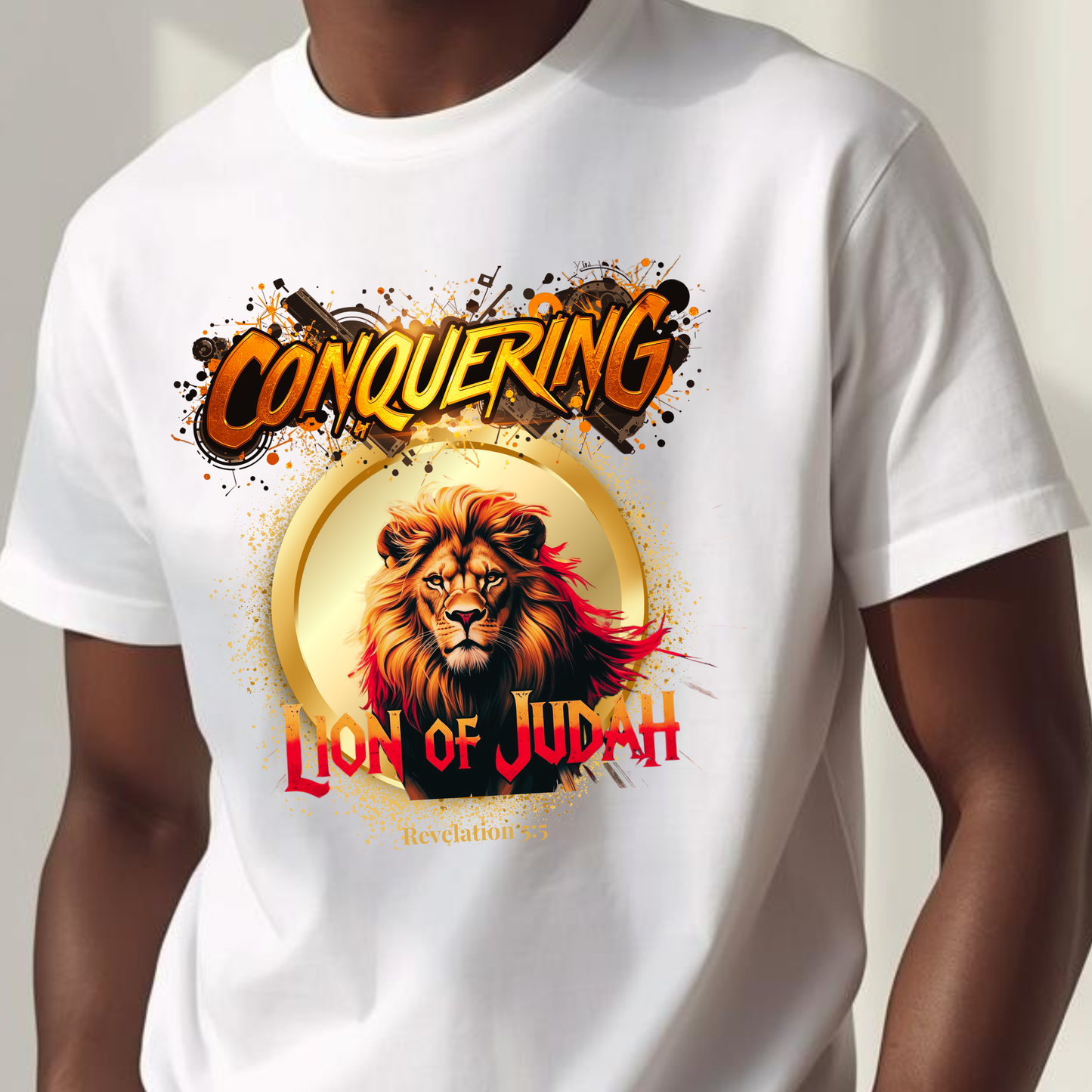 "Conquering Lion of Judah" - Christian Faith Lion Graphic Men's Cotton T-shirt
