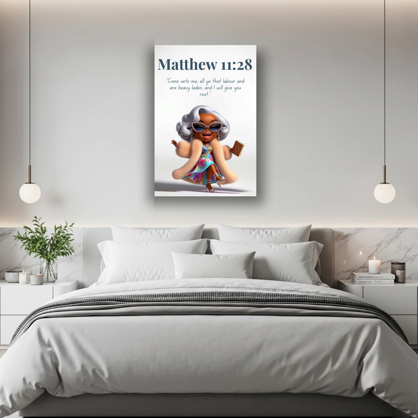 Unshakeable Faith Collection - Matthew 11:28- Inspirational Christian Wall Art with Scripture