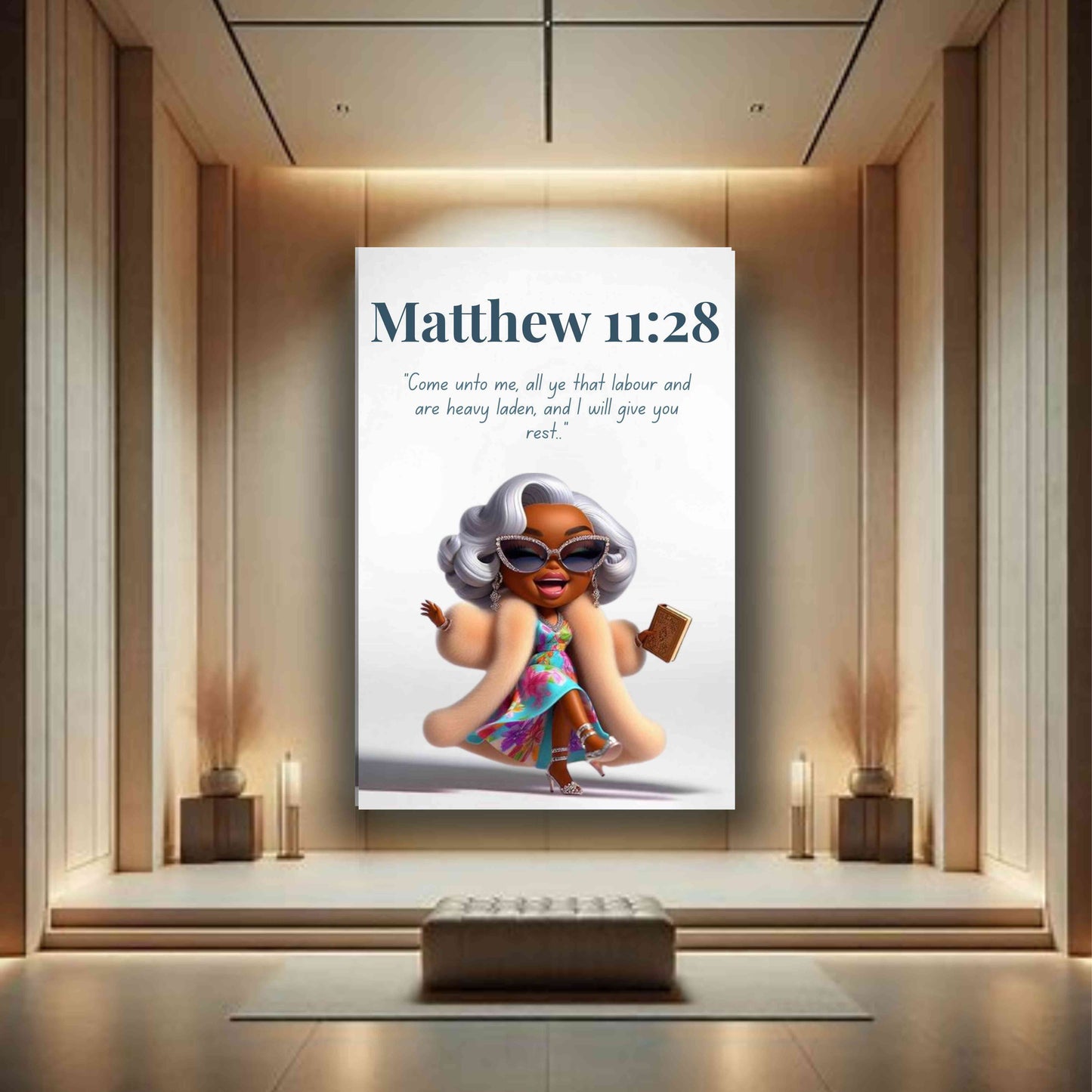 Unshakeable Faith Collection - Matthew 11:28- Inspirational Christian Wall Art with Scripture