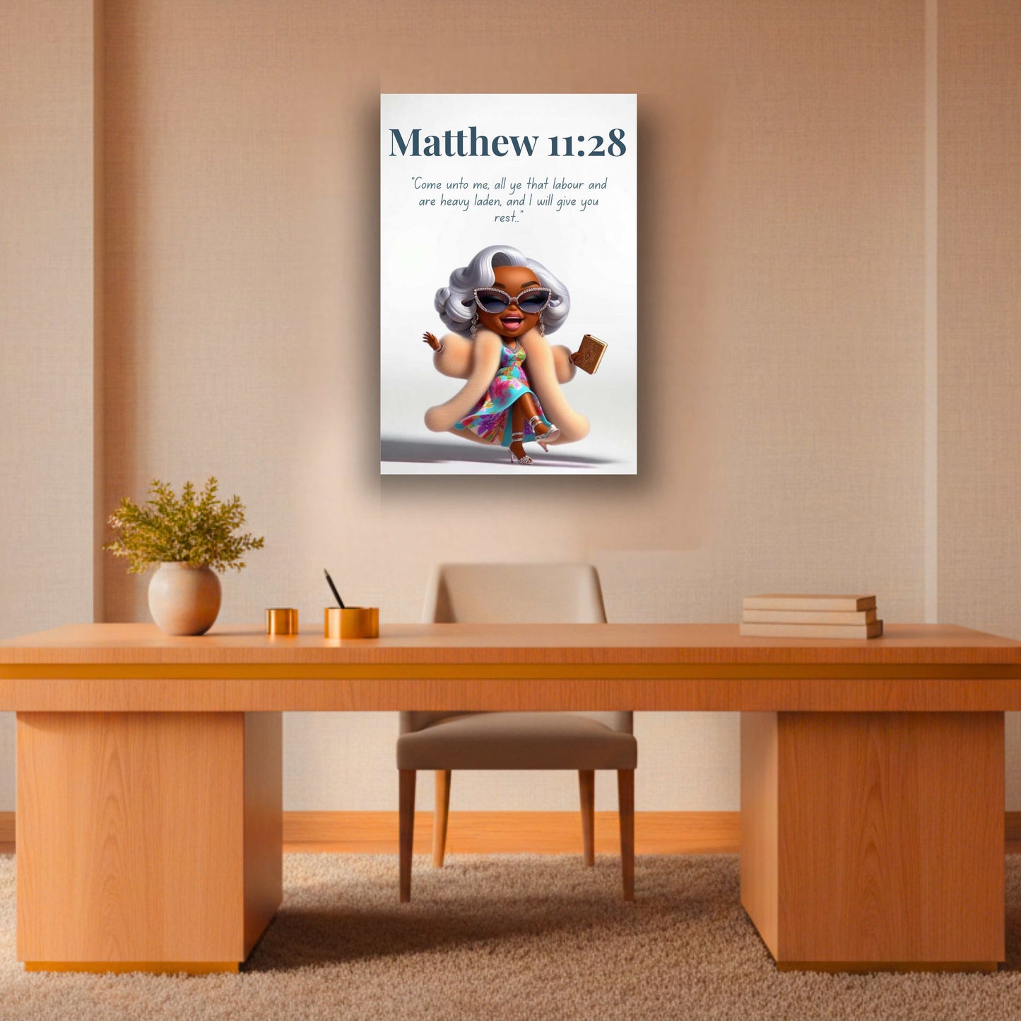 Unshakeable Faith Collection - Matthew 11:28- Inspirational Christian Wall Art with Scripture