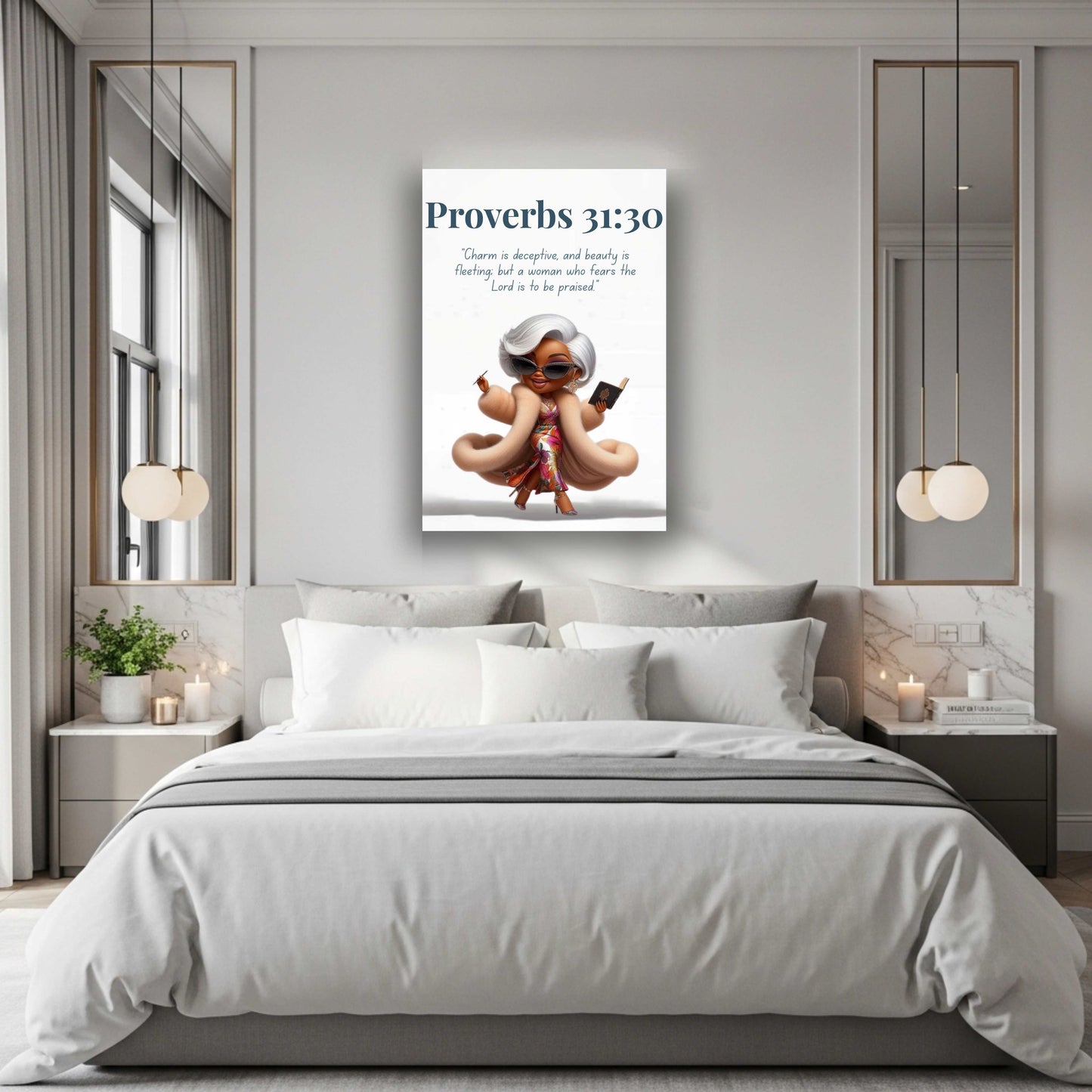 Unshakeable Faith Collection - Proverbs 31:30 - Bible Verse Decor, Inspirational Wall Art