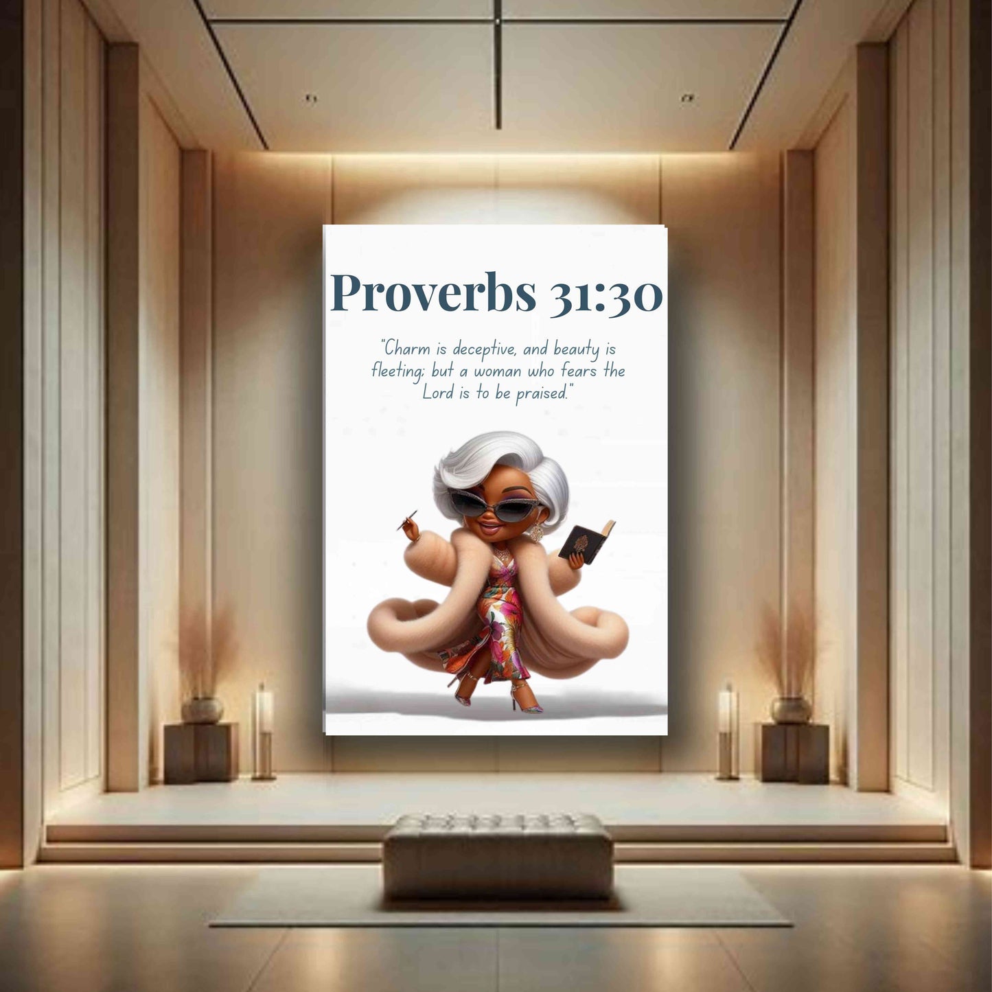 Unshakeable Faith Collection - Proverbs 31:30 - Bible Verse Decor, Inspirational Wall Art