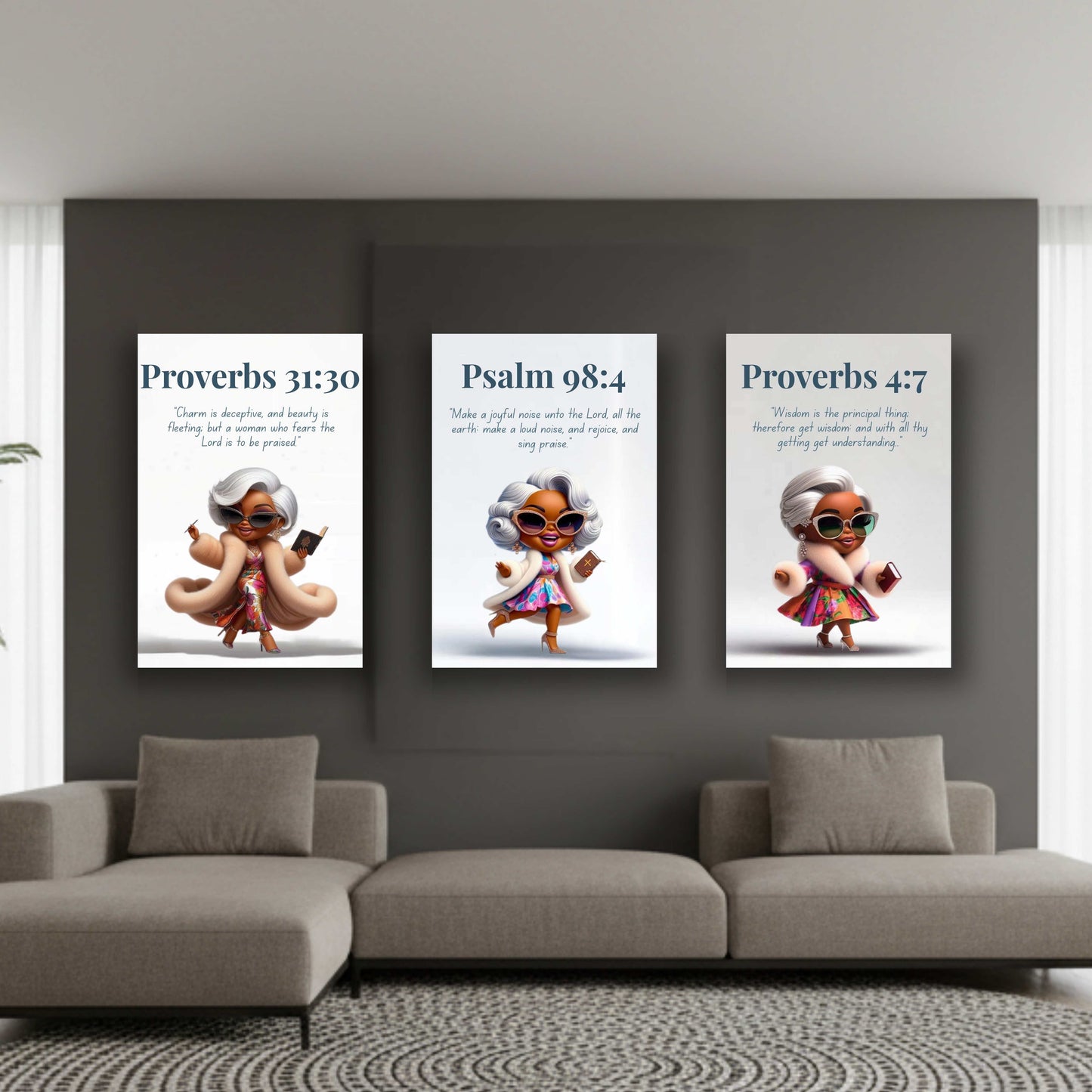 Unshakeable Faith Collection - Proverbs 31:30 - Bible Verse Decor, Inspirational Wall Art