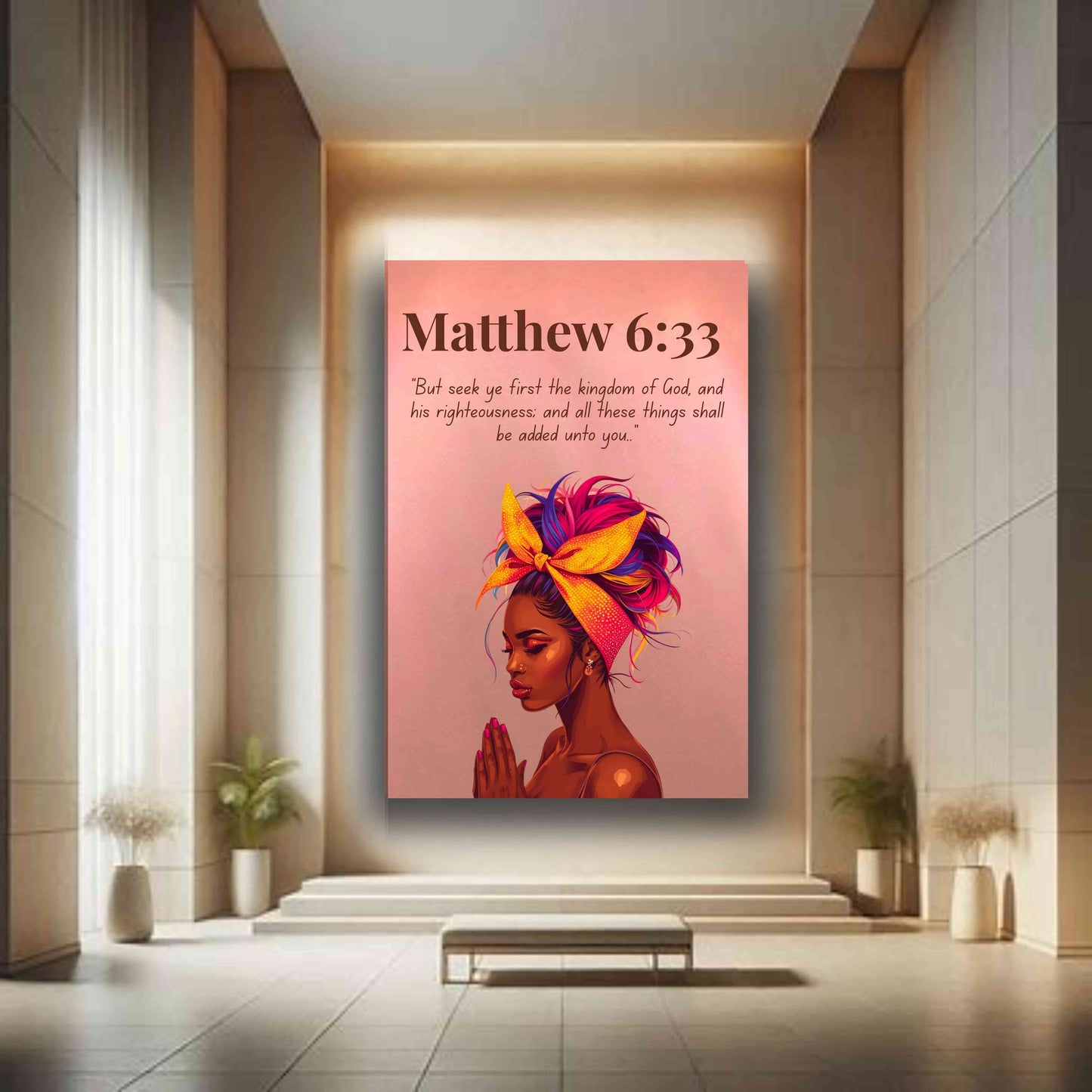Anchored In God Collection – Matthew 6:33 - Bible Verse Decor, Inspirational Wall Art