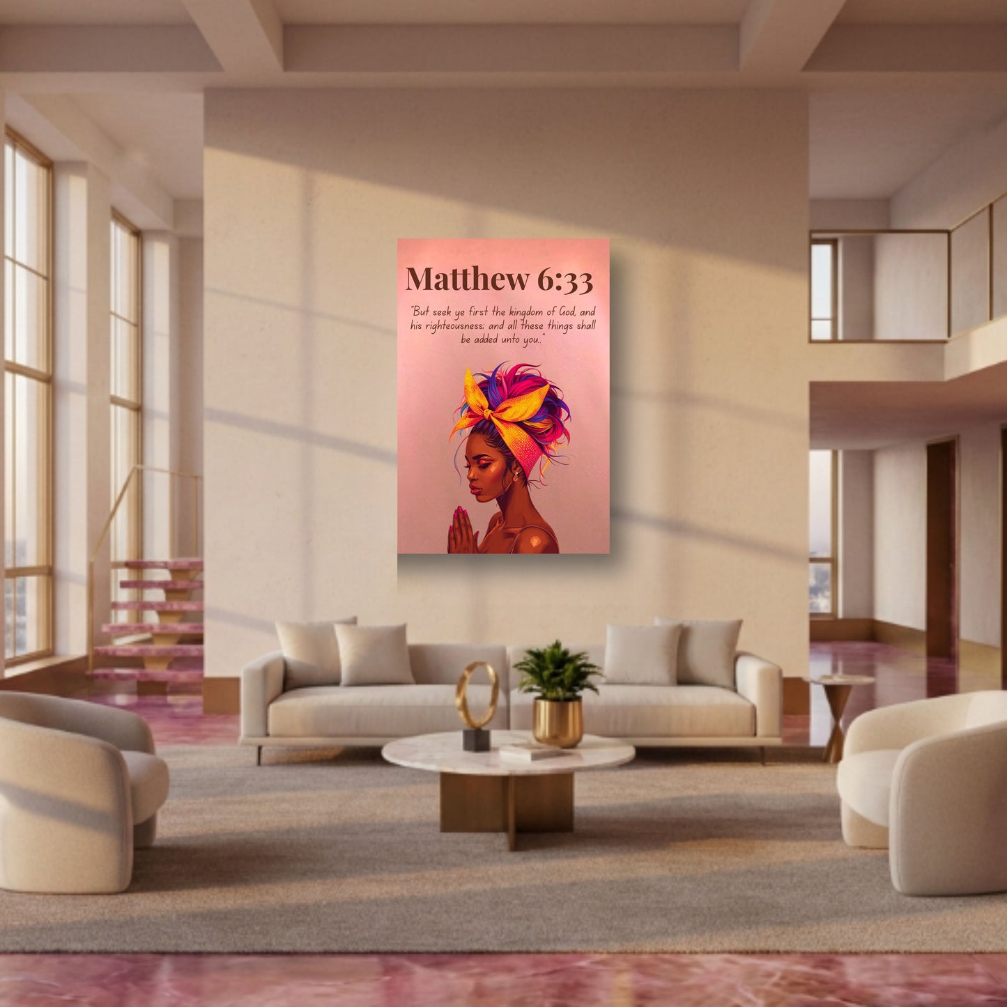 Anchored In God Collection – Matthew 6:33 - Bible Verse Decor, Inspirational Wall Art
