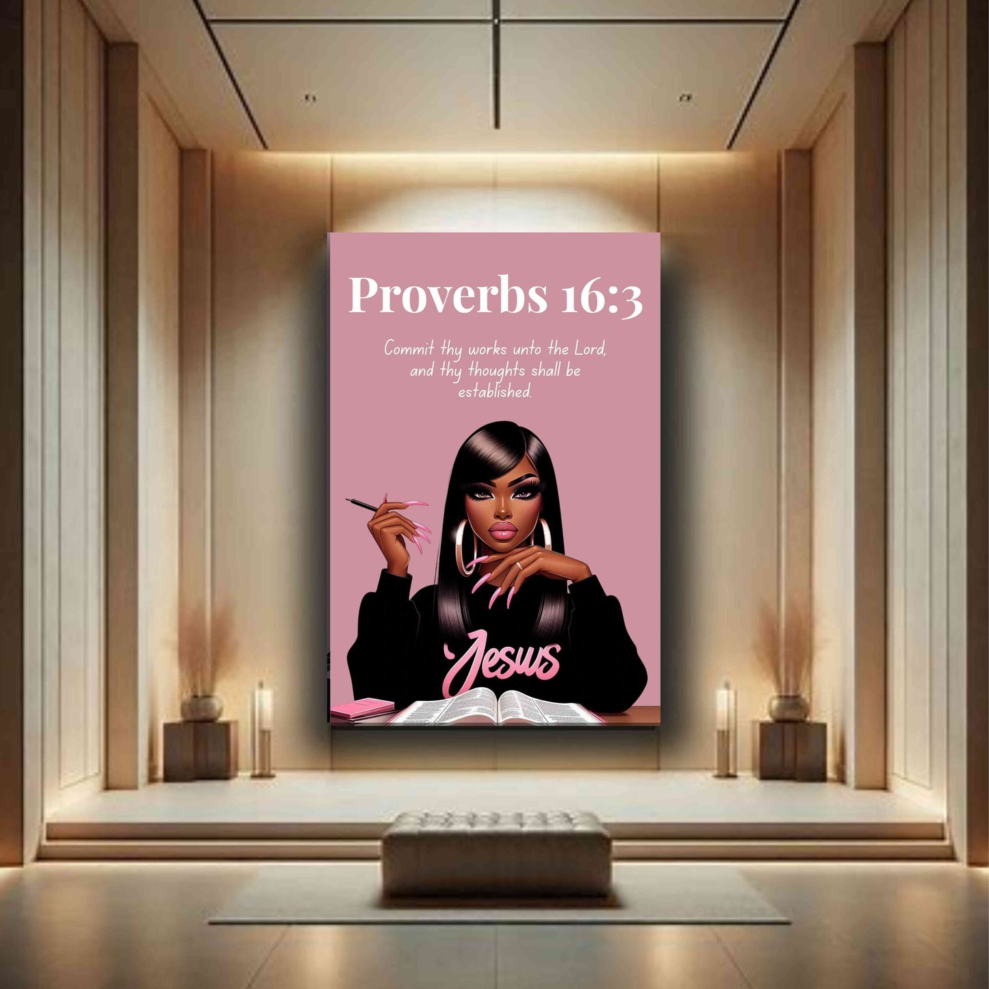 Peaceful Strength Collection - Proverbs 16:3 - Scripture Canvas, Inspirational Wall Art