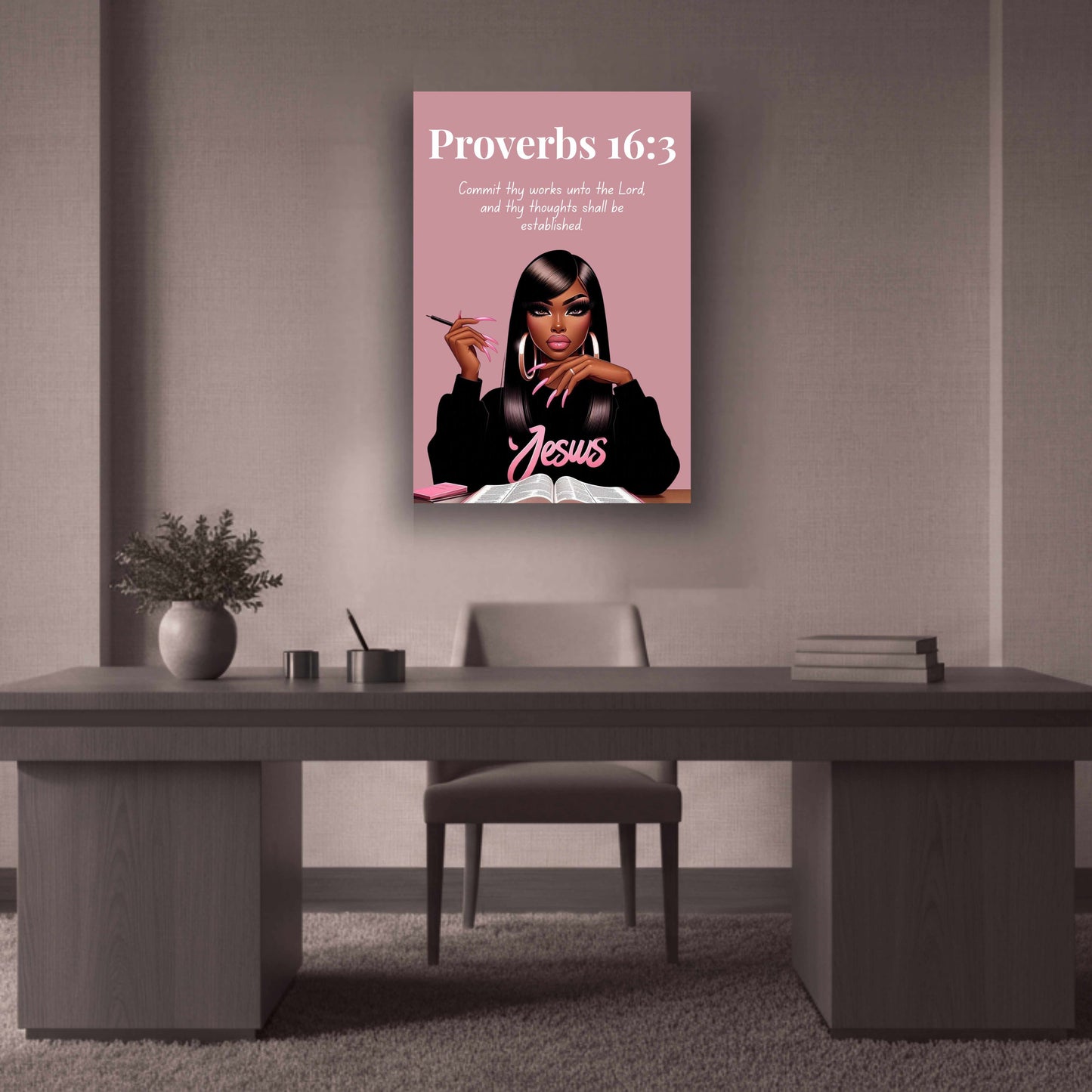 Peaceful Strength Collection - Proverbs 16:3 - Scripture Canvas, Inspirational Wall Art