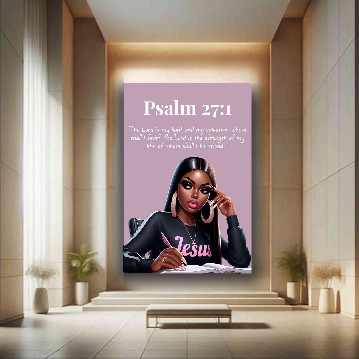 Peaceful Strength Collection – Psalm 27:1 - Christian Wall Art, Gift for Women