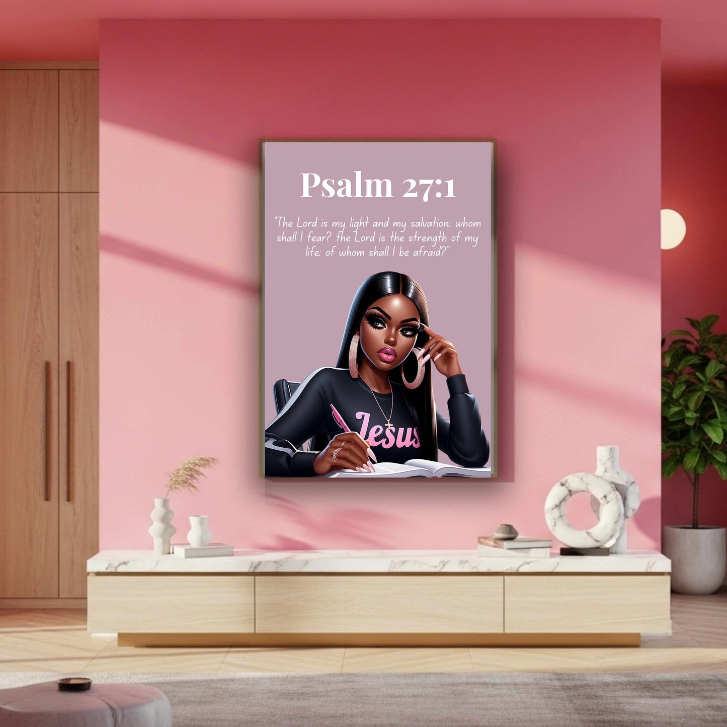 Peaceful Strength Collection – Psalm 27:1 - Christian Wall Art, Gift for Women