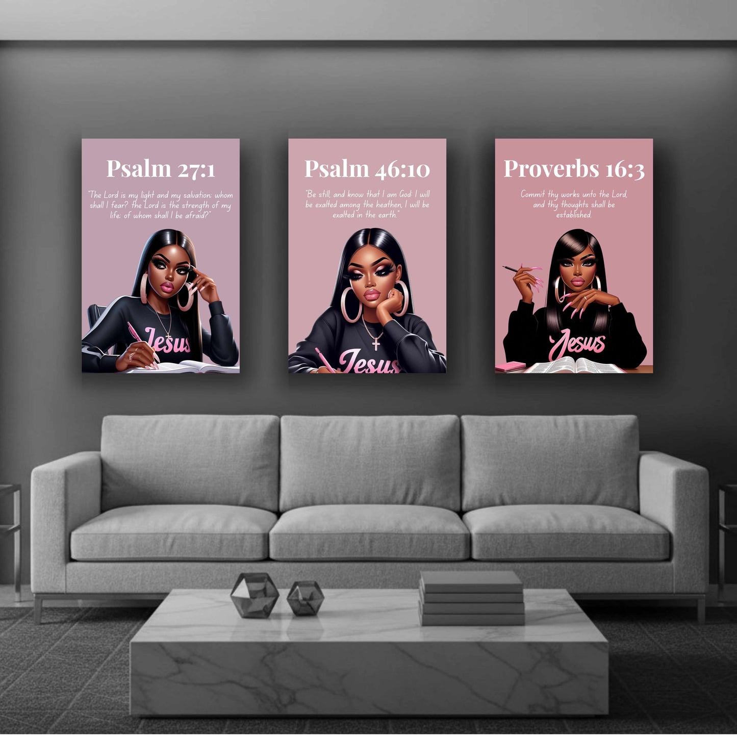 Peaceful Strength Collection - Proverbs 16:3 - Scripture Canvas, Inspirational Wall Art