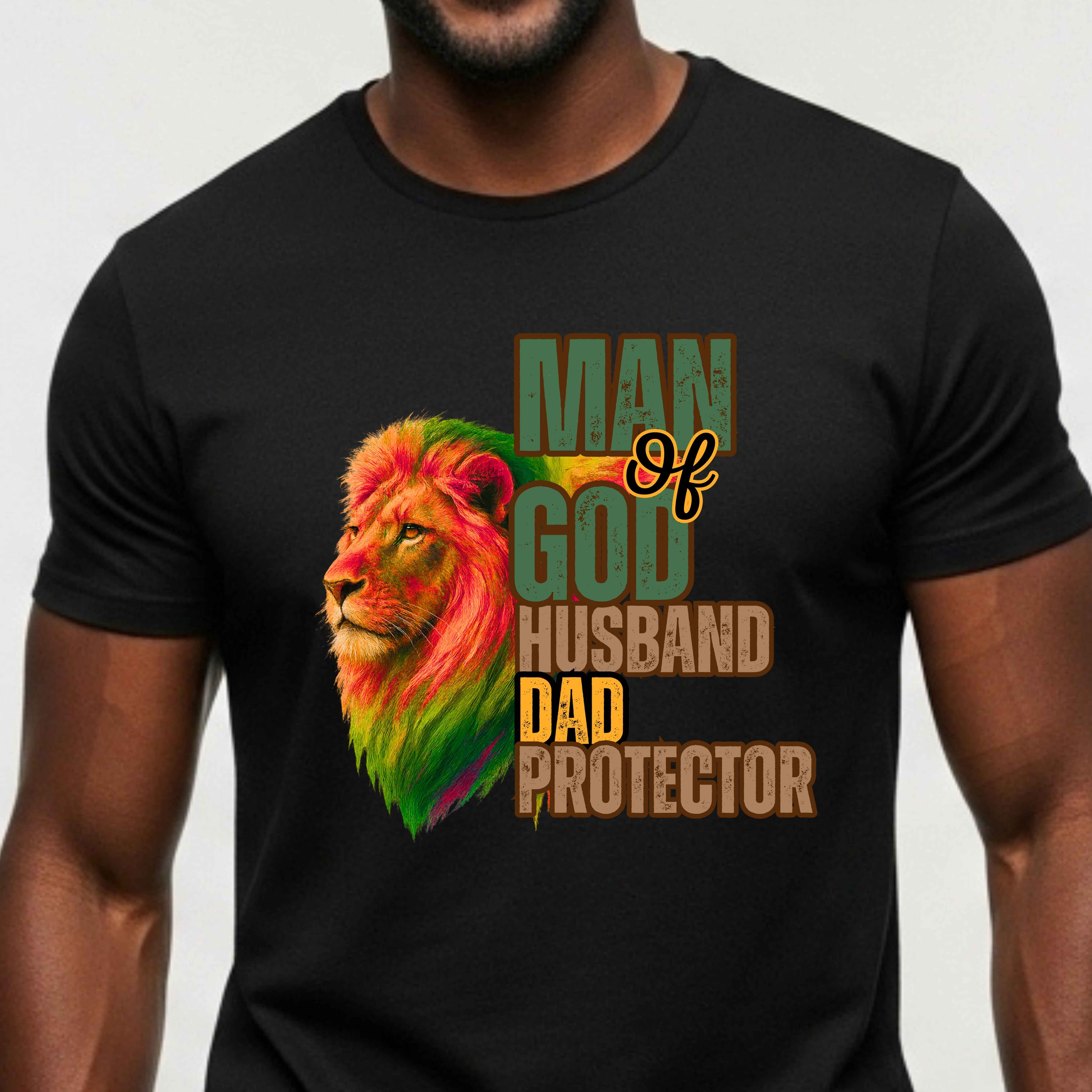 Man Of God, Husband, Dad, Protector, Faith Green T-Shirt