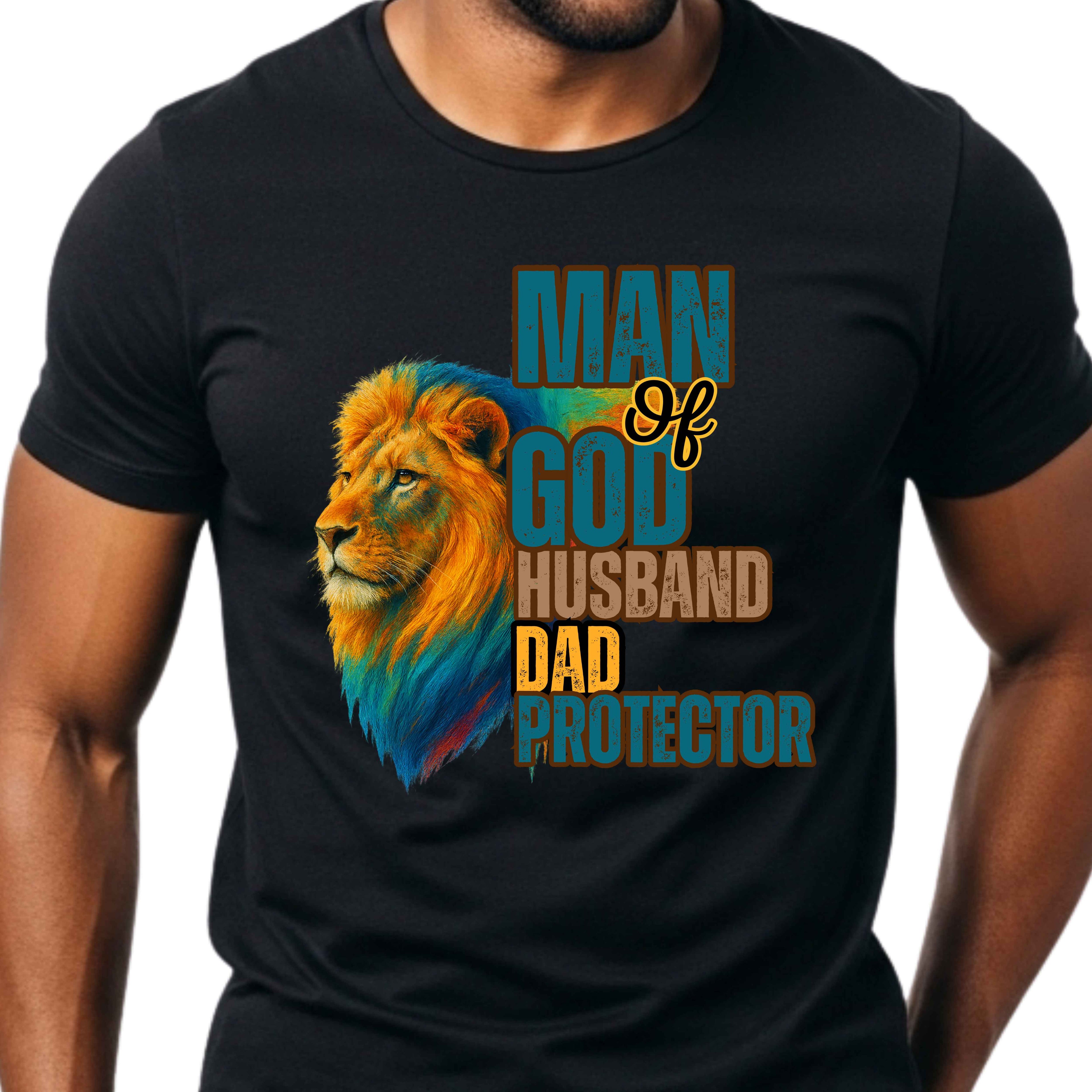 Man of God, Husband, Dad, Protector Faith Blue T-Shirt