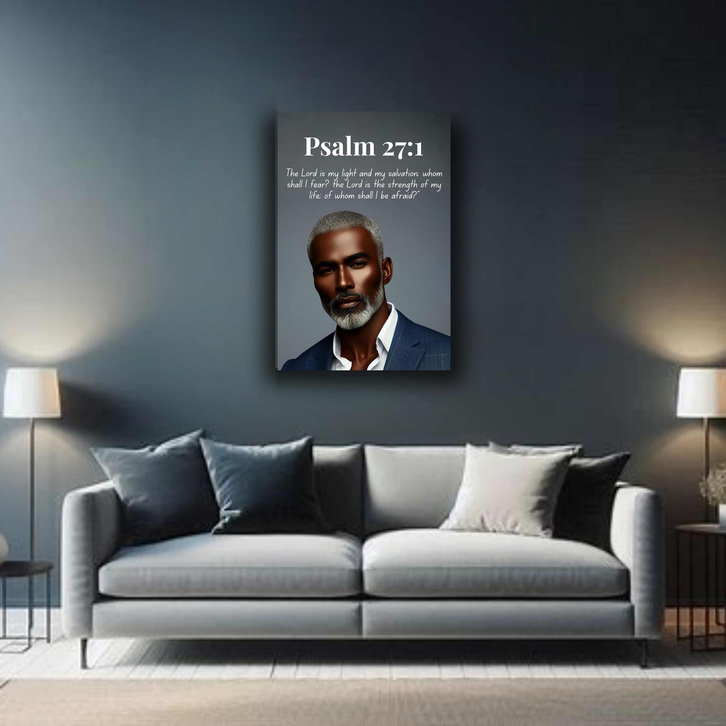 Men of Faith Collection – Psalm 27:1  — Bible Verse Wall Art, Christian Home Décor