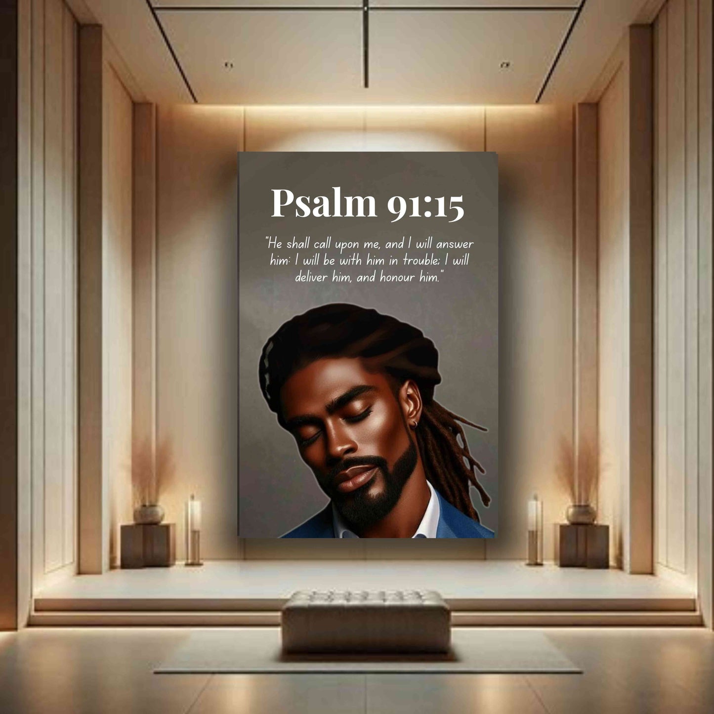 Men of Faith Collection – Psalm 91:15 - Scripture Canvas, Inspirational Wall Art