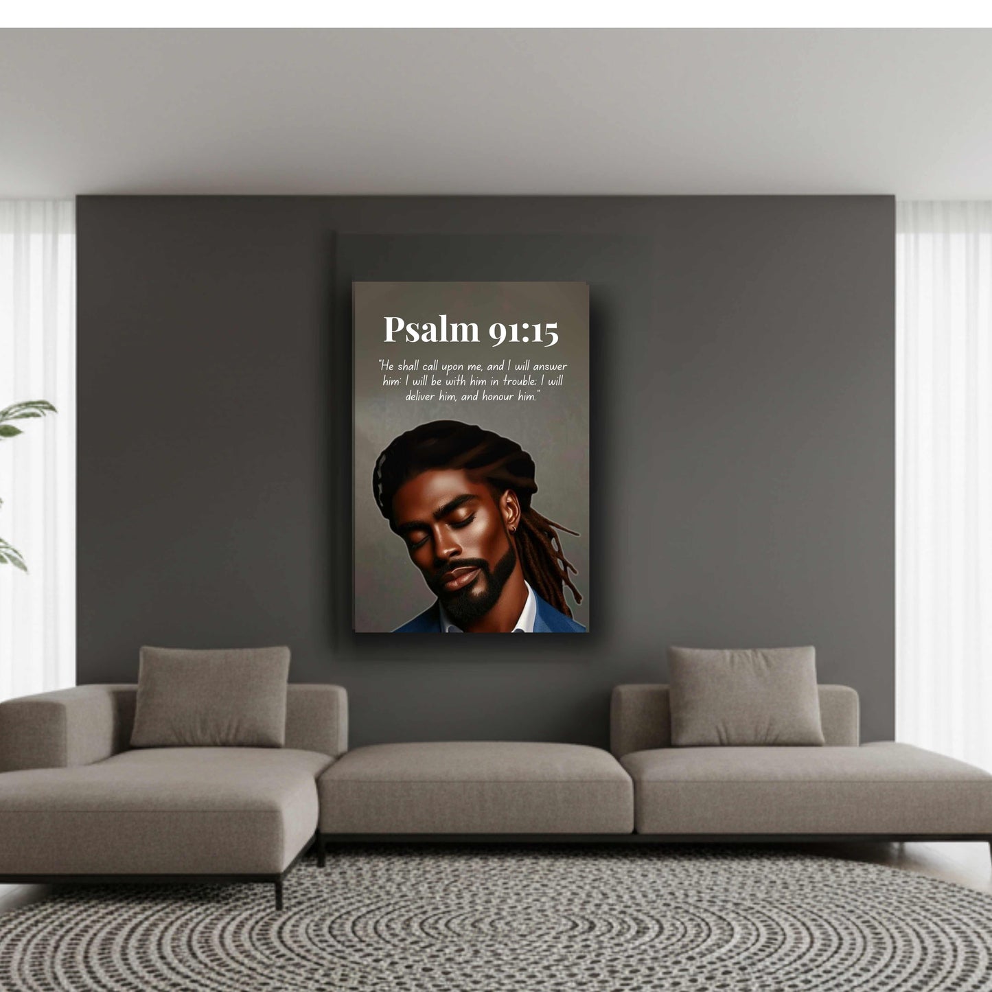 Men of Faith Collection – Psalm 91:15 - Scripture Canvas, Inspirational Wall Art