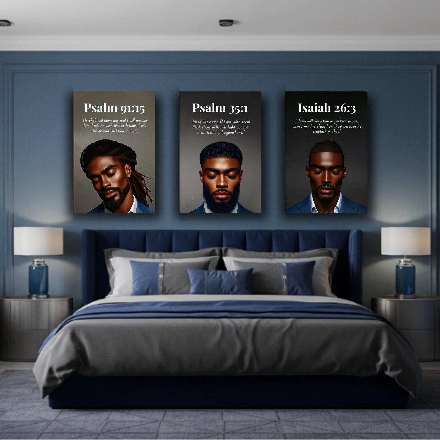 Men of Faith Collection – Psalm 91:15 - Scripture Canvas, Inspirational Wall Art
