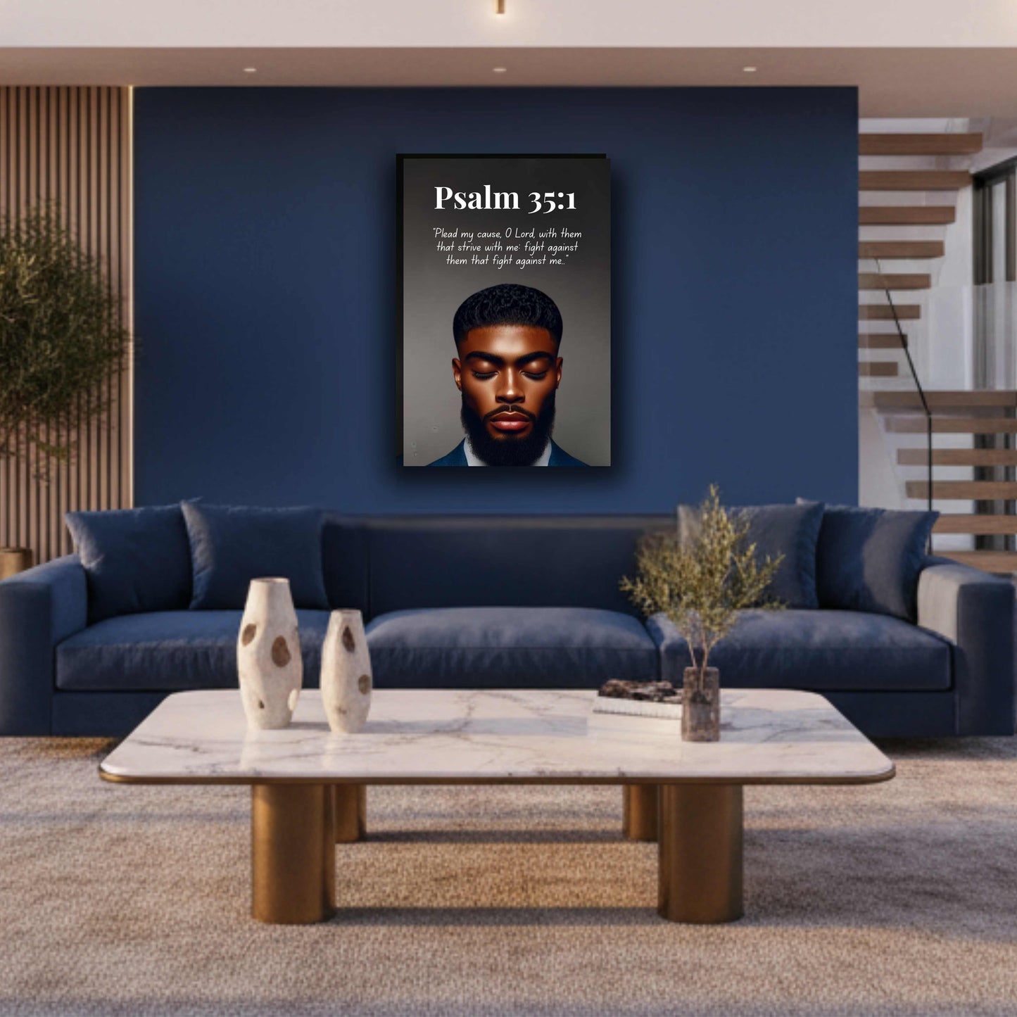 Men of Faith Collection – Psalm 35:1 -  Bible Verse Wall Art, Christian Home Décor