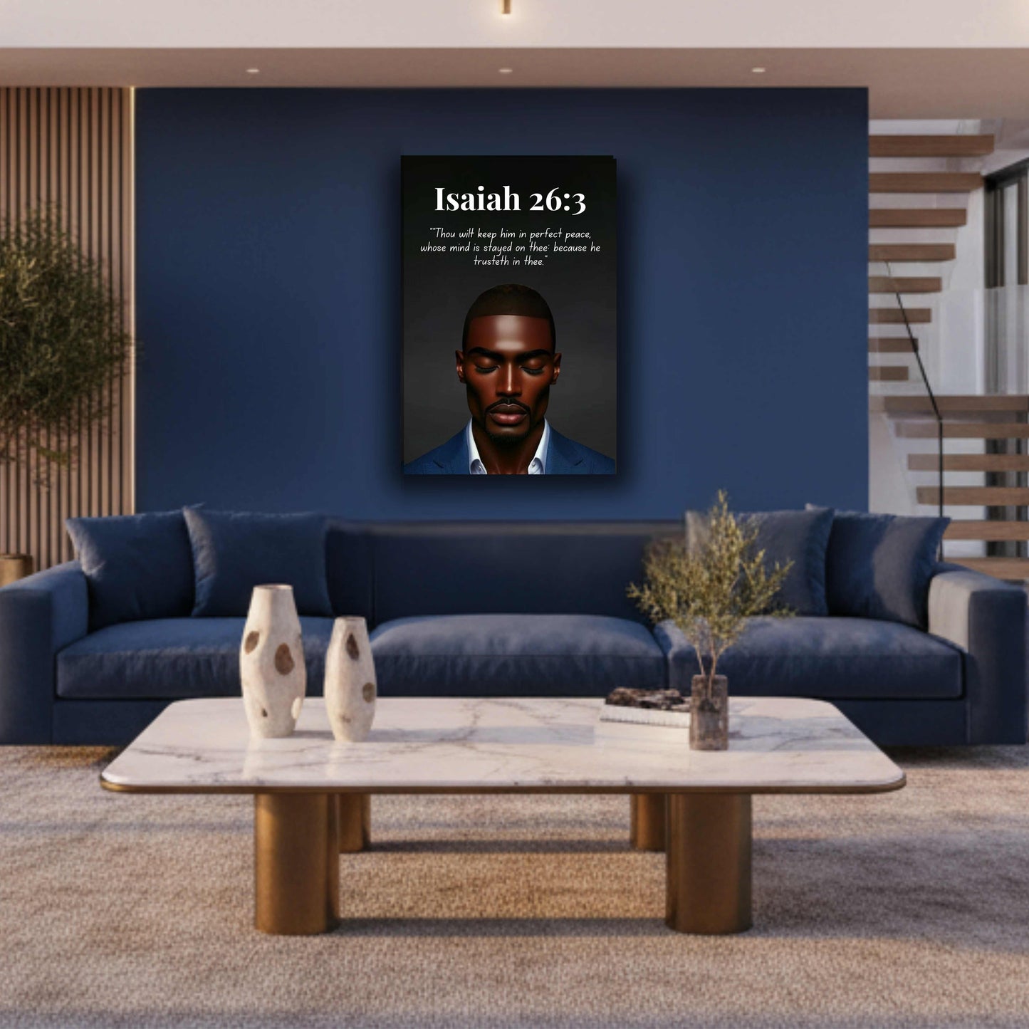 Men of Faith Collection – Isaiah 26:3 - Christian Wall Art, Gift for Men