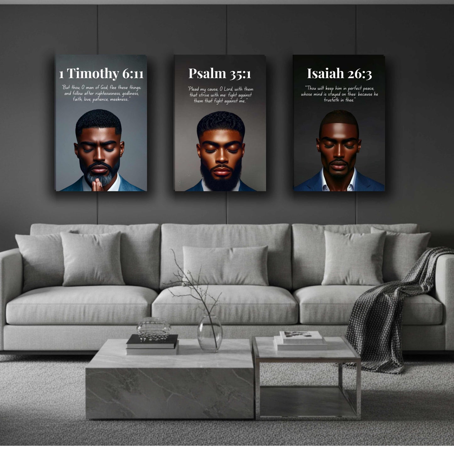 Men of Faith Collection – Isaiah 26:3 - Christian Wall Art, Gift for Men