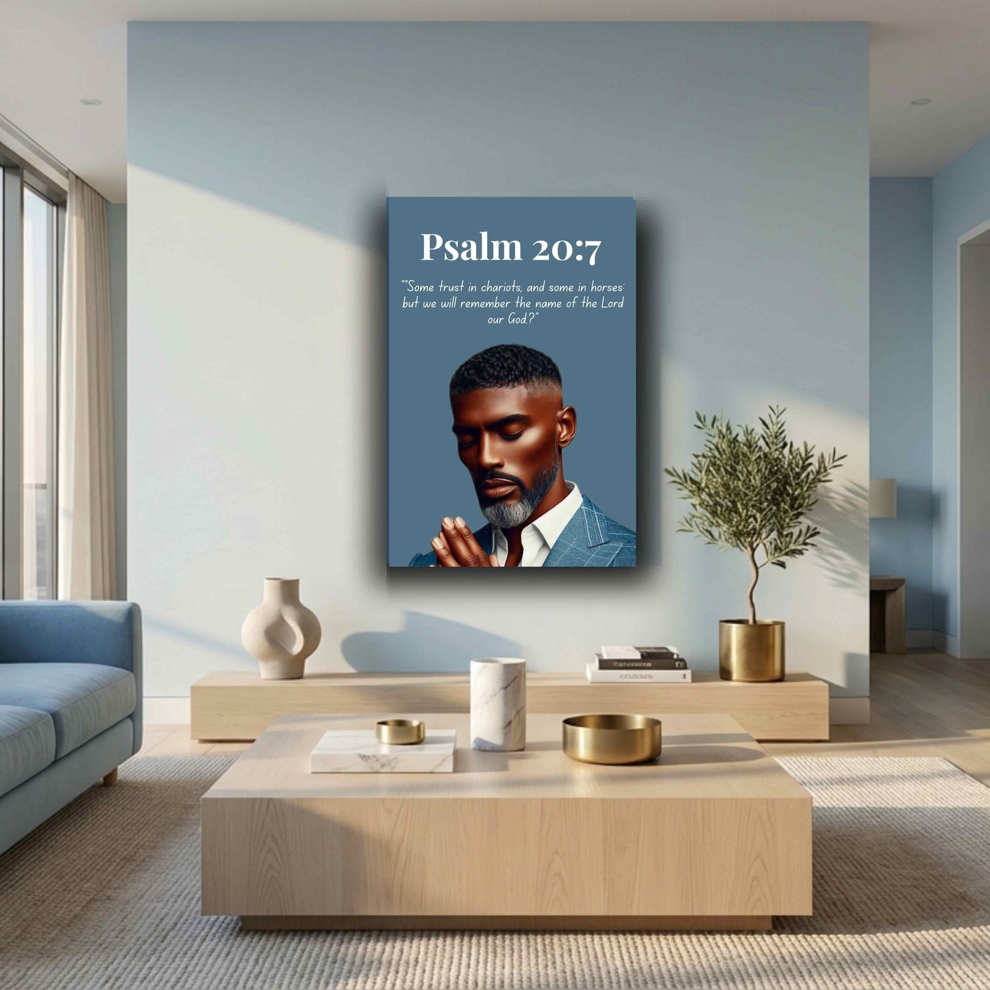Men of Faith Collection – Psalm 20:7  — Christian Wall Art, Faith Home Décor, Gift for Men