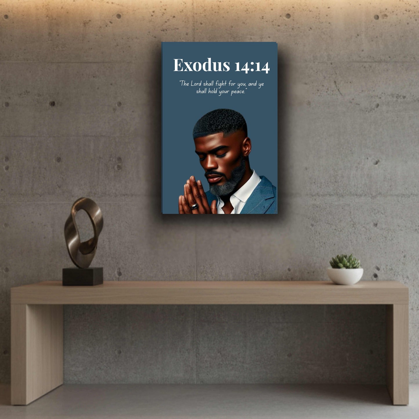 Men of Faith Collection – Exodus 14:14 - Bible Verse Wall Art, Christian Home Décor