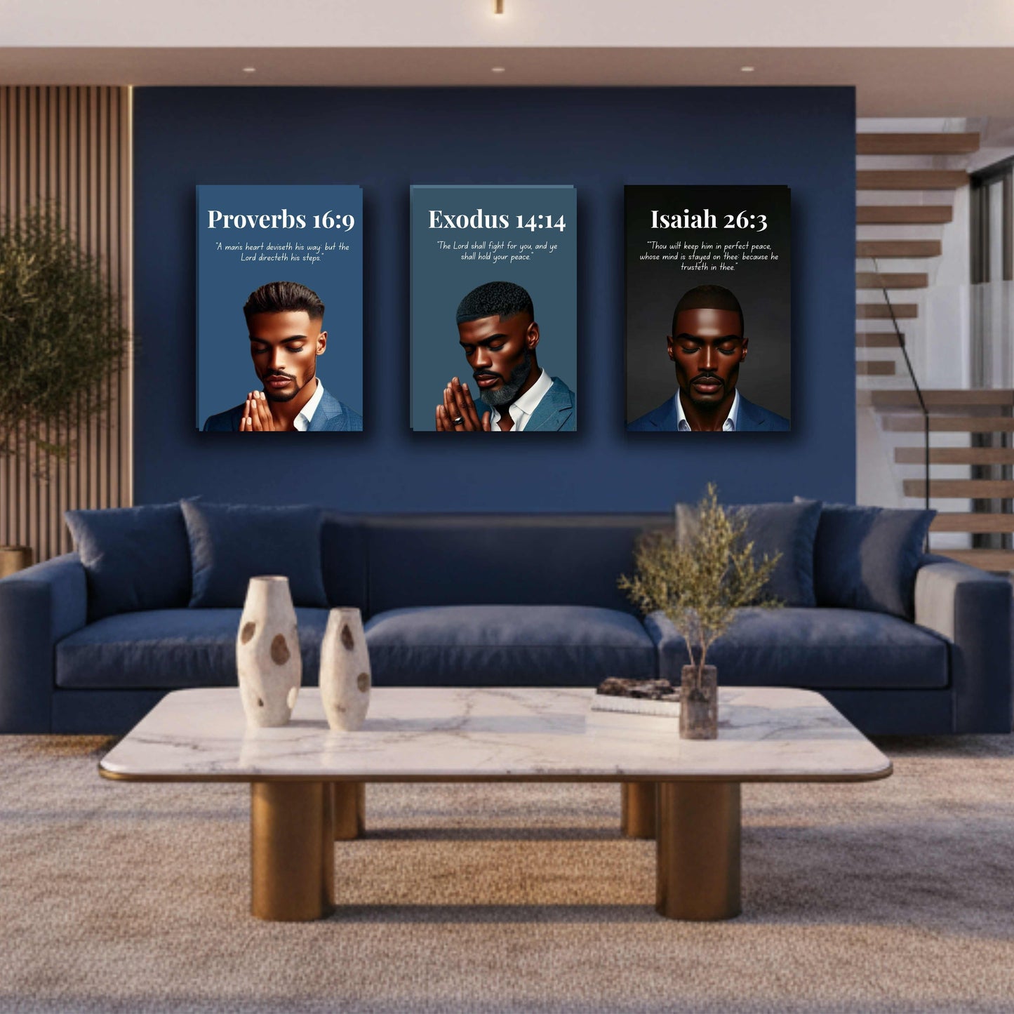 Men of Faith Collection – Exodus 14:14 - Bible Verse Wall Art, Christian Home Décor